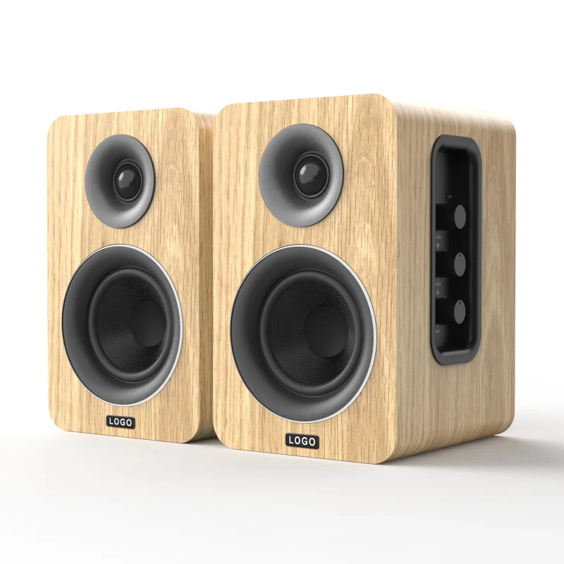 3-inch round tweeter bookshelf speaker with wood-grain enclosure-without grille-1