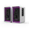 3D Mirrored Bookshelf Speaker in a White Cabinet with RGB LED Abyss Effect Lighting-1