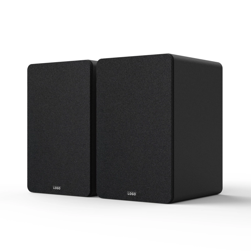 5-inch Bookshelf Speaker with Blue Woofer in a Black Enclosure-1