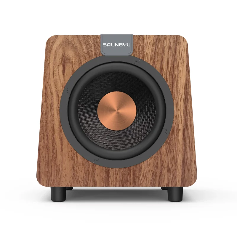 8-inch Subwoofer with Antique-Copper Fiberglass Domed Driver in a Wood-Grain Enclosure-2
