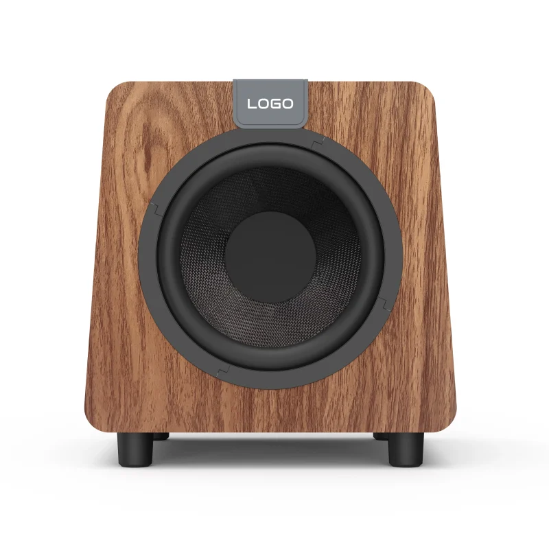 8-inch Subwoofer with Black Fiberglass Dome Driver in a Wood-Grain Enclosure-2