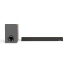 Soundbar in a wood-grain cabinet with an included subwoofer-2
