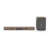 Soundbar in a wood-grain cabinet with an included subwoofer-5